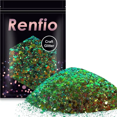 Miniatura 11 de Renfio Chameleon Purpurina Gruesa con Brillo, Juego de Purpurina de Resina de 16 Colores que Cambian de Color, Cada uno 10g/0.35oz, Copos