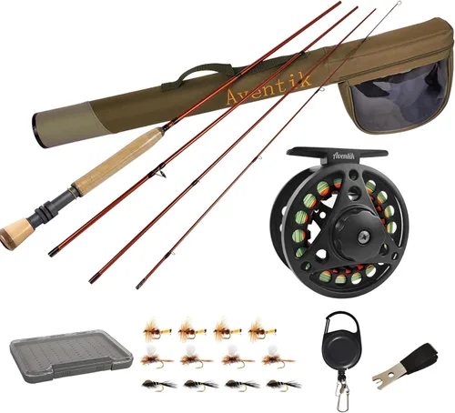 Miniatura 10 de Kit de Combo de Pesca con Mosca Extreme Aventik 0/1/2/3/4/5/6 Peso, Kit de Cañas de Pescar y Carrete de Mosca para Principiantes con Una Funda