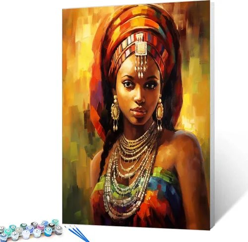 Miniatura 24 de Tucocoo Pintura por números para adultos, kits de pintura al óleo digital sobre lienzo con pinceles y pigmento acrílico, hermoso retrato de niña