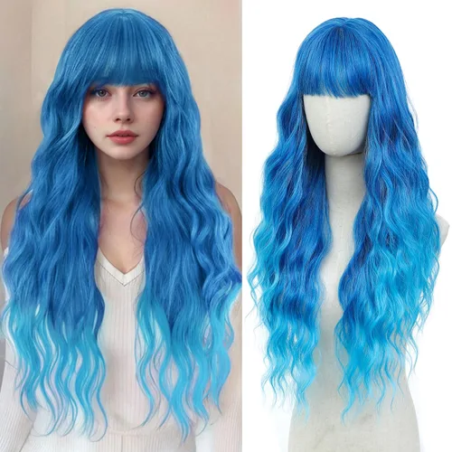 Miniatura 37 de Peluca larga rubia 613 para cosplay, peluca sintética de 28 pulgadas, parte media, regalos realistas, pelucas de fiesta para mujeres, uso diario