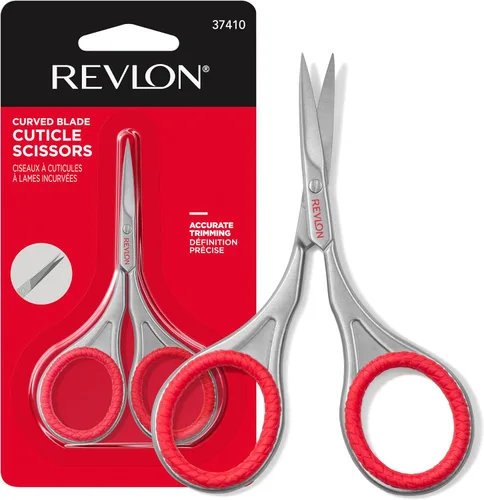 Revlon Tijeras para cutículas, hoja curvada de acero inoxidable ultrafina para cutículas limpias y recortes de uñas colgantes, herramienta para el