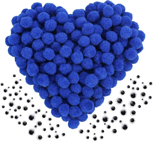 Miniatura 12 de Caydo 1200 pompones para suministros de manualidades, 1050 pompones grandes y pequeños de colores surtidos con 150 ojos saltones Multicolor