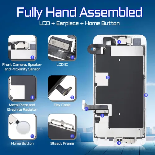 Miniatura 2 de Para iPhone 8 Plus Reemplazo de pantalla Botón de inicio Negro 5.5 "3D Touch LCD Digitalizador Pantalla Auricular Montaje Completo Cámara Frontal