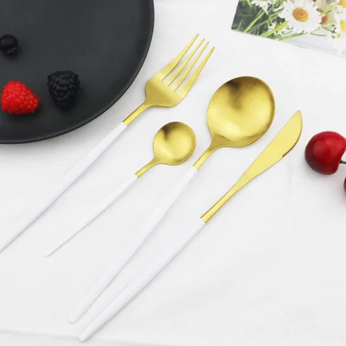 Miniatura 3 de JASHII Juego de cubiertos de acero inoxidable de 24 piezas, juego de cubiertos de servicio para 6, utensilios para cocina, aptos para lavavajillas