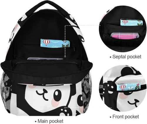 Miniatura 6 de ATTX Linda mochila con diseño de panda para niños y niñas, Negro -, Moderno