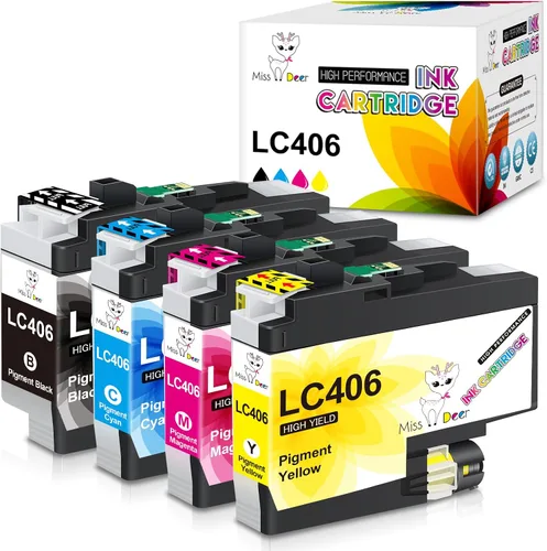 Miniatura 8 de Miss Deer LC406 Cartuchos de tinta negra, alto rendimiento compatible con Brother LC406XL LC406 Black Work para impresora Brother MFC-J4335DW