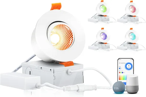 Miniatura 8 de CLOUDY BAY Luz empotrable LED inteligente de 4 pulgadas, iluminación empotrada que cambia de color, compatible con Alexa y Google Home Assistant