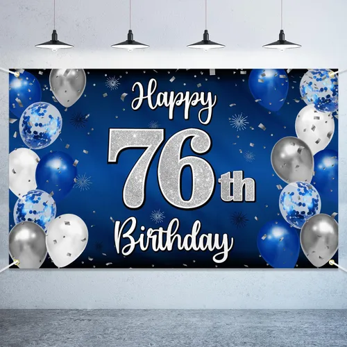 Miniatura 12 de Decoraciones de Feliz 11º Cumpleaños, Globo Azul y Plateado Grande Pancarta de Fondo de Cumpleaños, Brindemos por Once Años Suministros de Fiesta
