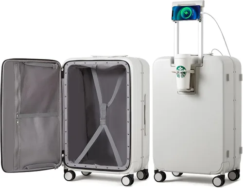 Miniatura 24 de mixi Equipaje PC Hardside Rolling maleta con rueda giratoria, cerradura TSA, soporte para teléfono y vaso, Verde aguacate