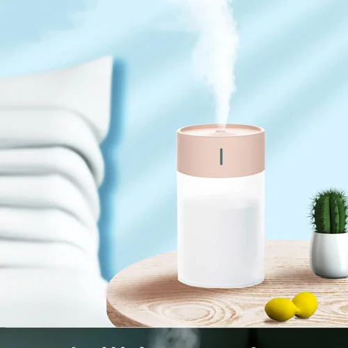 Mini humidificador, fuente de alimentación USB, adecuado para sala de estudio, dormitorio, habitación de bebé, oficina, automóvil, con LED de 7 Rosa