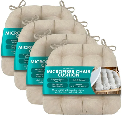 Miniatura 13 de Barnett Almohadilla para silla de comedor con lazos. Gamuza microfibra, microgamuza, reversible, relleno de espuma de látex, se puede lavar a Negro