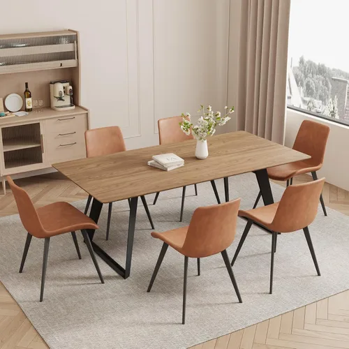 Miniatura 25 de ZckyCine Mesa de Comedor Moderna de Mediados de Siglo y Sillas para 4 Rectangular de Madera Expandible que Ahorra Espacio Multifuncional Marrón
