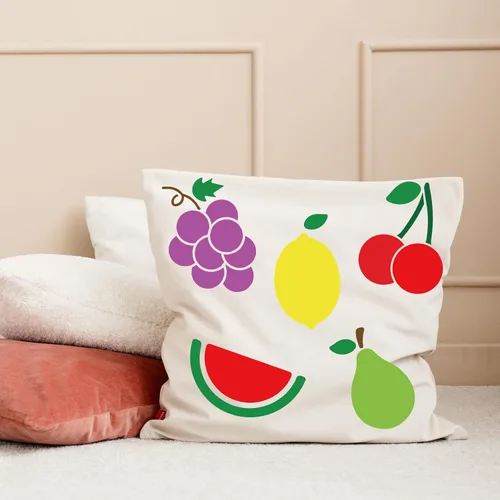 Miniatura 6 de MAYJOYDIY 10 plantillas de frutas de 6 x 6 pulgadas, mango, limón, pera, uva, cereza, sandía, plátano, piña, fresa, plantilla de pintura con pincel