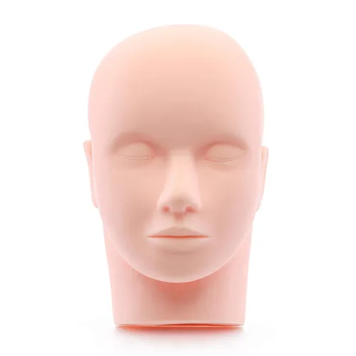 Miniatura 7 de Foraineam Paquete de 2 cabezales de entrenamiento de práctica de goma, maniquí de cosmetología, cabeza de cara para pestañas, maquillaje y masaje