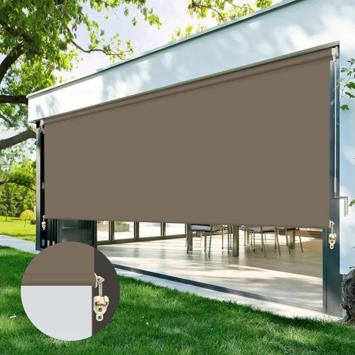 Miniatura 10 de ZY Blinds Persianas opacas para exteriores, sin cordones, de tela negra impermeable, para exteriores, protección contra la luz solar, pantalla