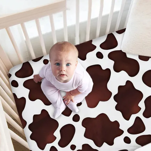 Miniatura 2 de Juego de ropa de cama personalizado para cuna para bebé, juego personalizado para niña con nombre, ropa de cama de guardería de vaca de granja