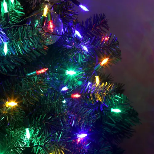 Miniatura 5 de Blissun Luces de Navidad, juego de 50 luces de alambre verde, mini cadena de luces de Navidad a pilas con 8 modos, luces de hadas de 16 pies