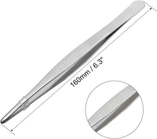 Miniatura 2 de uxcell 1 pinza recta de acero inoxidable 430 de 6.3 pulgadas con punta dentada, herramienta de jardín diaria