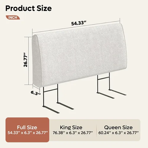 Miniatura 2 de Pinmoco Cabecero tapizado de 4.7 pulgadas para cama de tamaño matrimonial, cabecero ergonómico y ajustable en altura, fácil de montar, resistente