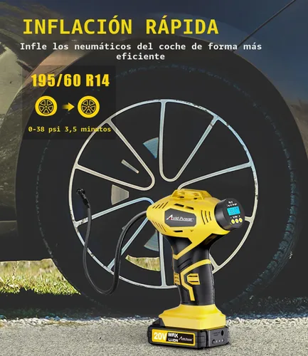 Miniatura 2 de AVID POWER - Compresor de aire inflador de neumáticos portátil, bomba de neumáticos de coche inalámbrica de 20 V con batería recargable alimentada
