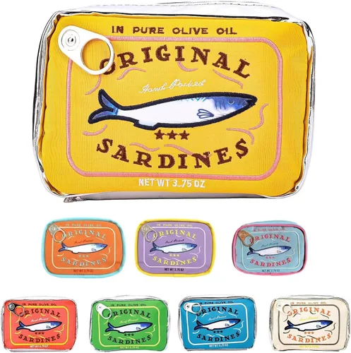 Miniatura 14 de Bolsa de maquillaje de sardinas enlatadas, bolsa de aseo estilo sardinas enlatadas, bonita bolsa de viaje, bolsa de maquillaje creativa y bonita