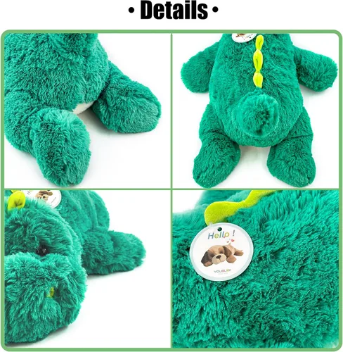 Miniatura 5 de YOUBLEK 16 pulgadas 2 libras - Animales de peluche con peso de dinosaurio verde, cómodo y sensorial, juguete Kawaii para abrazar, regalo