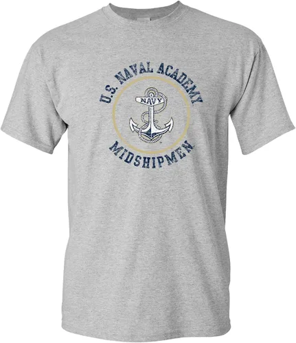 UGP Campus Apparel AS04 - Camiseta con logotipo de círculo envejecido los guardiamarinas de la Academia Naval de los EE.UU.