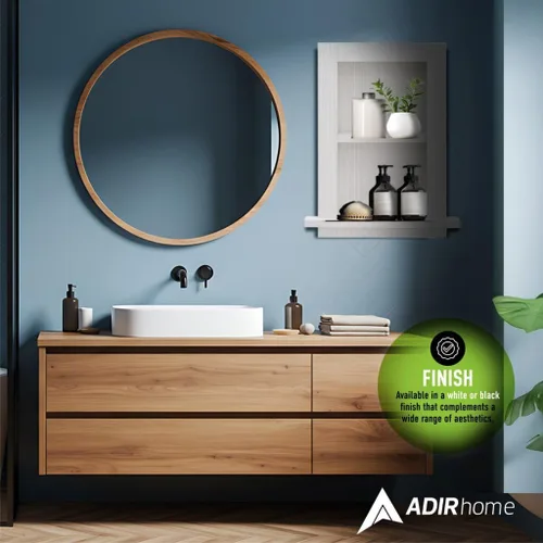 Miniatura 7 de AdirHome Nicho de pared empotrado, botiquín empotrado blanco completamente montado