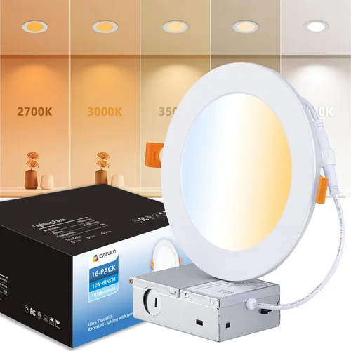 Miniatura 14 de CycevSun Luz LED empotrable de 6 pulgadas, iluminación de oblea, regulable y 3000 K, 4000 K, 5000 K, seleccionable, 12 W, 120 V, clasificación IC