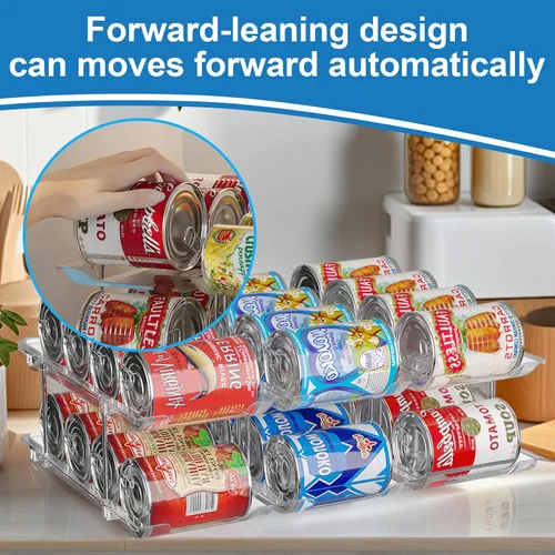 Miniatura 3 de cjc Organizador de latas para despensa, 3 juegos de 3 niveles organizador de latas para refrigerador, organizadores automáticos transparentes