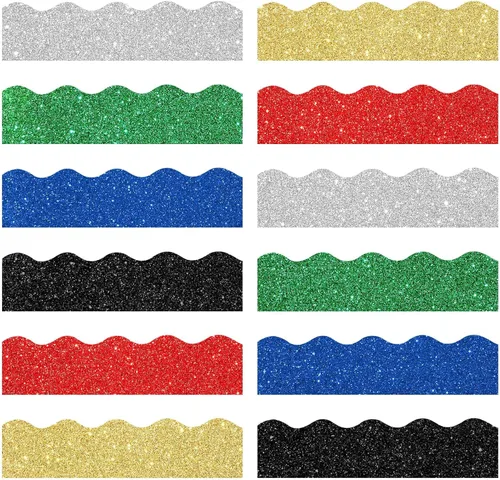 Miniatura 7 de Containlol Bordes de 236 pies de color bohemio para tablón de anuncios, bordes festoneados de construcción para tablón de anuncios para verano