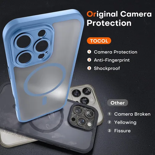 Miniatura 220 de TOCOL Funda para iPhone 11, compatible con Magsafe, protección completa de cámara, imanes integrados, protección contra caídas, funda translúcida