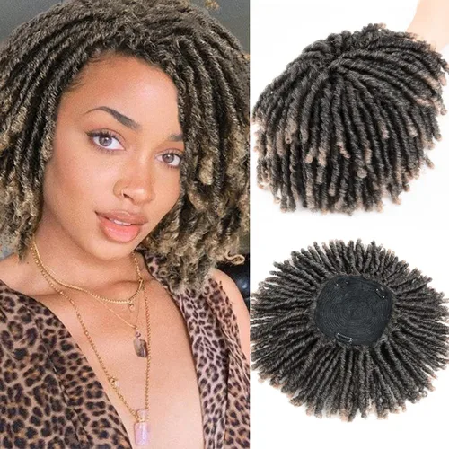 Miniatura 22 de Pelucas de rastas cortas de 6 pulgadas para mujeres y hombres negros con clips, pelucas trenzadas sintéticas con rizos postizos, rizos Afro, rizos