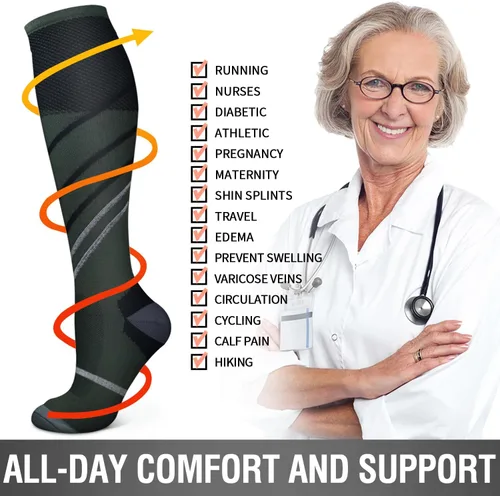 Miniatura 207 de 6 Pack Copper Compression Socks for Women and Men Circulation-Best Support for Medical, Running,Nursing,Athletic