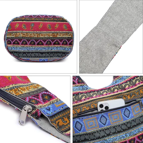 Miniatura 153 de Bolsa de hombro para mujer, de lona en estilo hippie/bohemio para llevar cruzada al hombro, disponible en diferentes colores y estampados