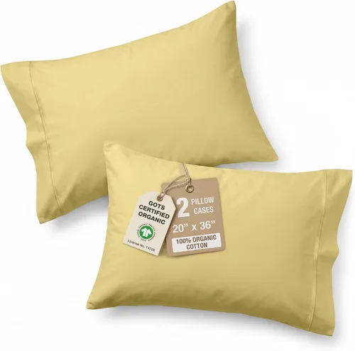 Miniatura 48 de Lane Linen - Juego de 2 fundas de almohada, 100% algodón orgánico puro, tamaño king, color amarillo claro/vainilla (20 x 36 pulgadas)