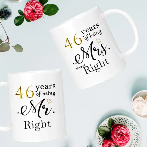 Miniatura 2 de Juego de 2 tazas de café para el 46 aniversario, regalos de boda para parejas, padres, abuelos, hombres, mujeres, marido, esposa, él, ella, caja