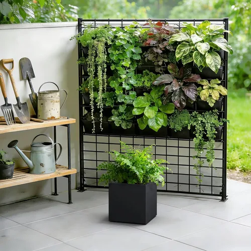 Miniatura 3 de Kante Maceta cuadrada de hormigón de 10 pulgadas para exteriores, interiores, patio, jardín, maceta grande con orificio de drenaje y tapón de goma