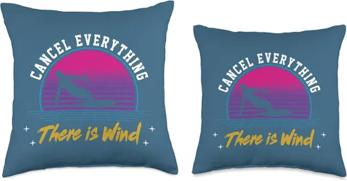 Miniatura 3 de Kitesurf Kiteboarding Kiteboarder Kiteboard Lover Retro 80s Kitesurfing Lover Cancel Everything There is Wind Throw Pillow, 16 x 16 pulgadas