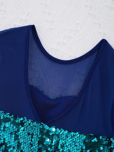 Miniatura 68 de CHICTRY Vestido tutú de ballet con lentejuelas brillantes para niñas y niñas, moderno disfraz de baile latino de jazz