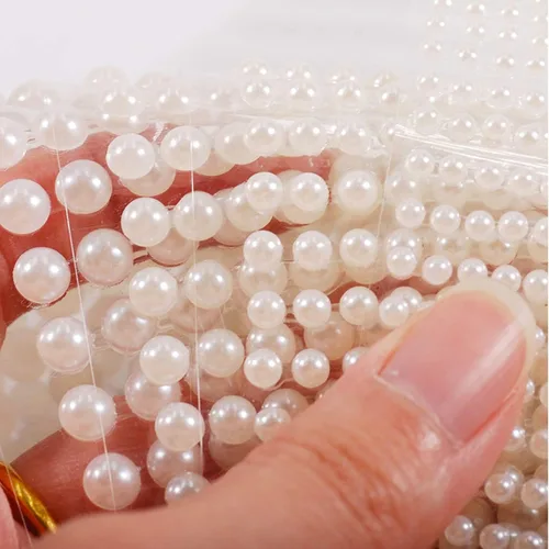 Miniatura 2 de 2080 calcomanías de perlas sintéticas de color beige, autoadhesivas, parte trasera plana, perlas, apliques de perlas blancas, adornos