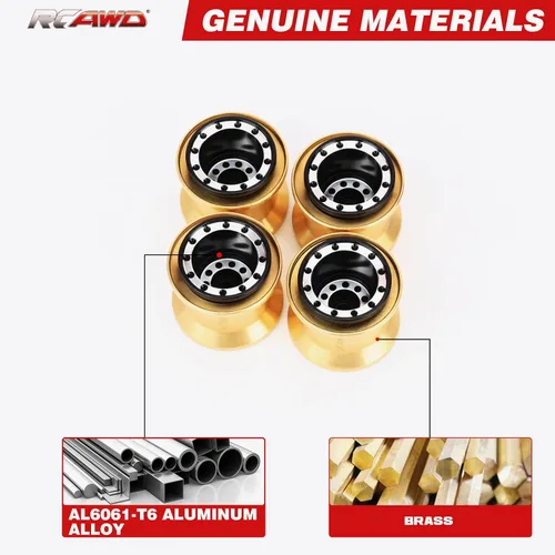 Miniatura 7 de RCAWD 1.0 Beadlock llantas de latón 4 piezas 1.0 Plus ruedas diseño único para 1/18 1/24 RC Crawler TRX4M AXI24 SCX24 FCX24 FCX24 mejoras, 1.69