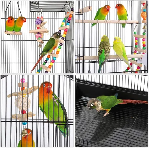 Miniatura 6 de Yaheetech Jaula para pájaros de 64 pulgadas, tamaño mediano y pequeño, jaulas para pájaros con soporte rodante desmontable para loros, tortolitos