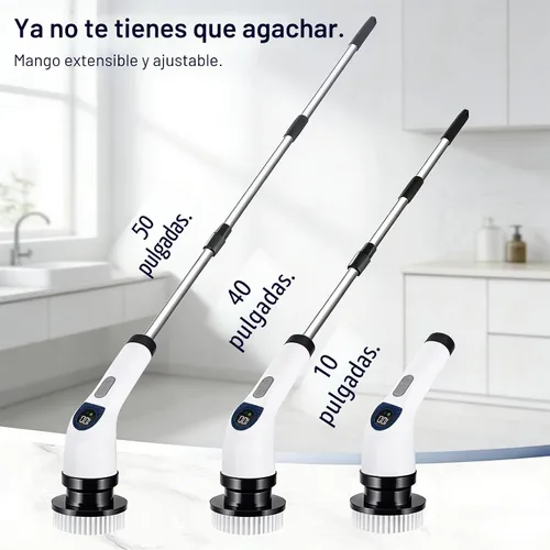 Miniatura 3 de Cleanninja Cepillo Eléctrico Giratorio para Limpieza - Cepillo de Ducha con Mango Largo y 7 Cabezales Reemplazables - Cepillo de Ducha Inalámbrico