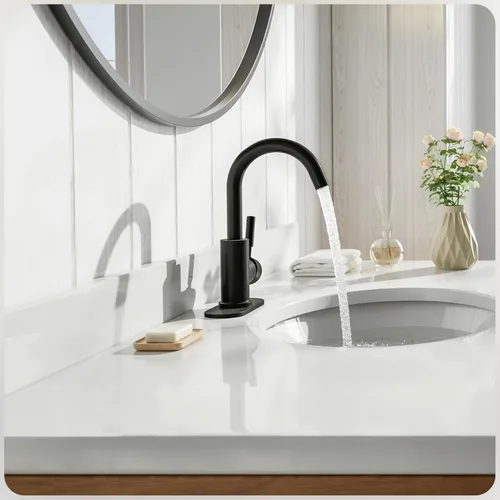 Miniatura 6 de Phiestina WE08E-MB - Grifo de acero inoxidable de arco alto de un solo orificio negro mate para fregadero de precocina/fregadero de bar/fregadero
