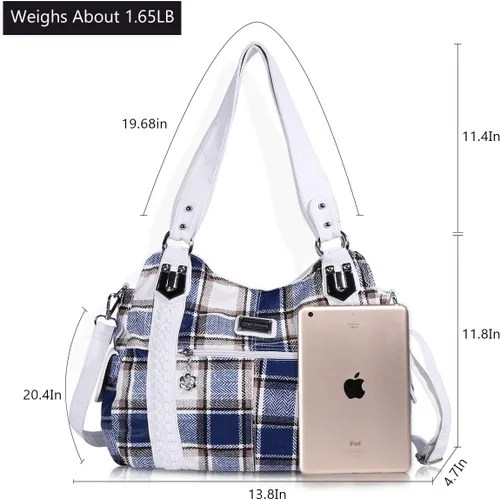 Miniatura 190 de Angel Barcelo - Bolsa de hombro amplia para mujer, diseño Hobo, cuero lavado