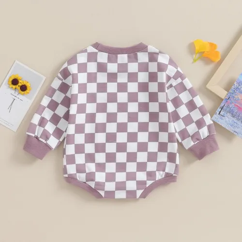 Miniatura 3 de Karuedoo Sudadera a cuadros para bebé niño y niña, mameluco de gran tamaño, manga larga, con burbujas, ropa neutra para otoño