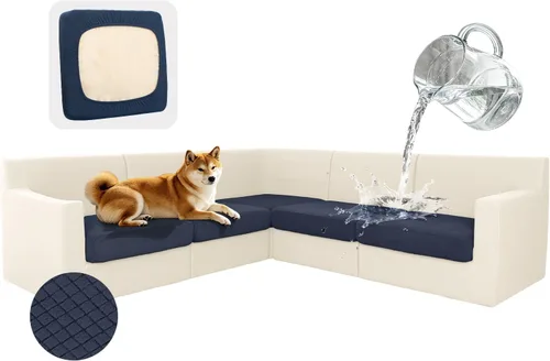 Miniatura 9 de ALIECOM Fundas 100% impermeables para sofá seccional esquinero en forma de L, fundas de cojín de jacquard elásticas para mascotas y perros
