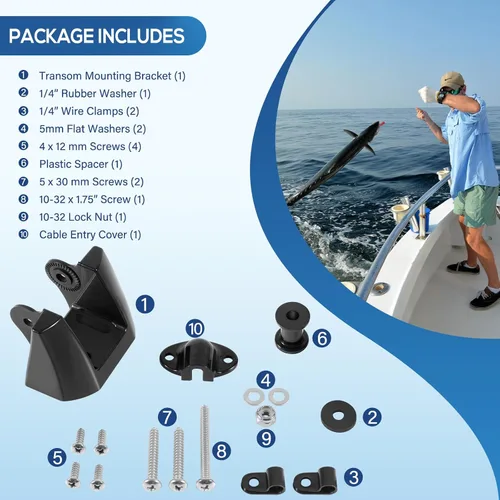 Miniatura 5 de K00-00118-01 Transductor Soporte de Transom Kit de montaje de repuesto para Garmin XDCR 200/50 kHz Transductor de Doble Frecuencia f/010-10272-00