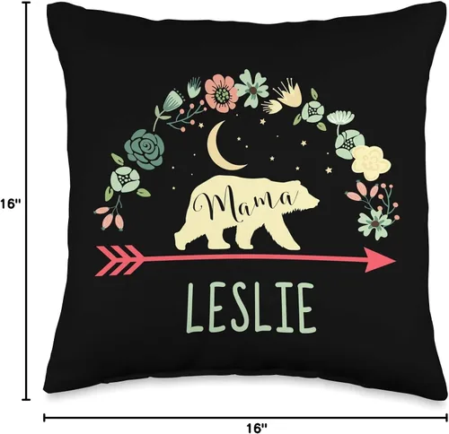 Miniatura 4 de Mama Bear Leslie Name Gifts Leslie - Cojín de regalo personalizado con nombre, diseño de oso de mamá para decoración del hogar, 16.0 x 16.0 in